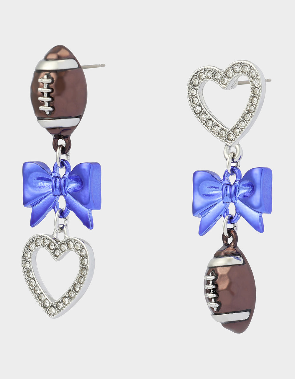 FOOTBALL BOW DROP EARRING BLUE