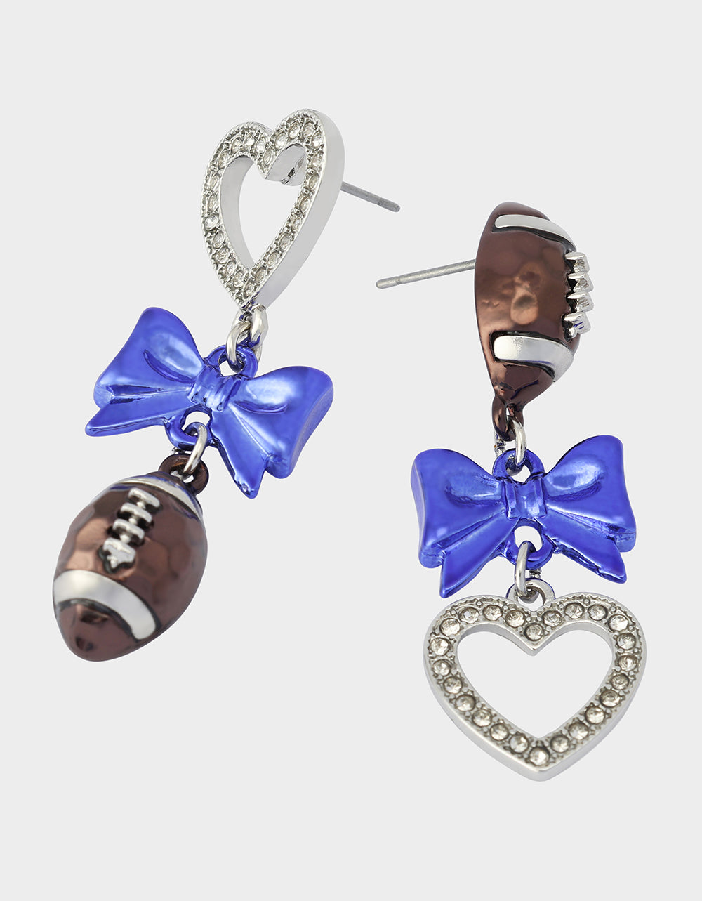 FOOTBALL BOW DROP EARRING BLUE - Image 3