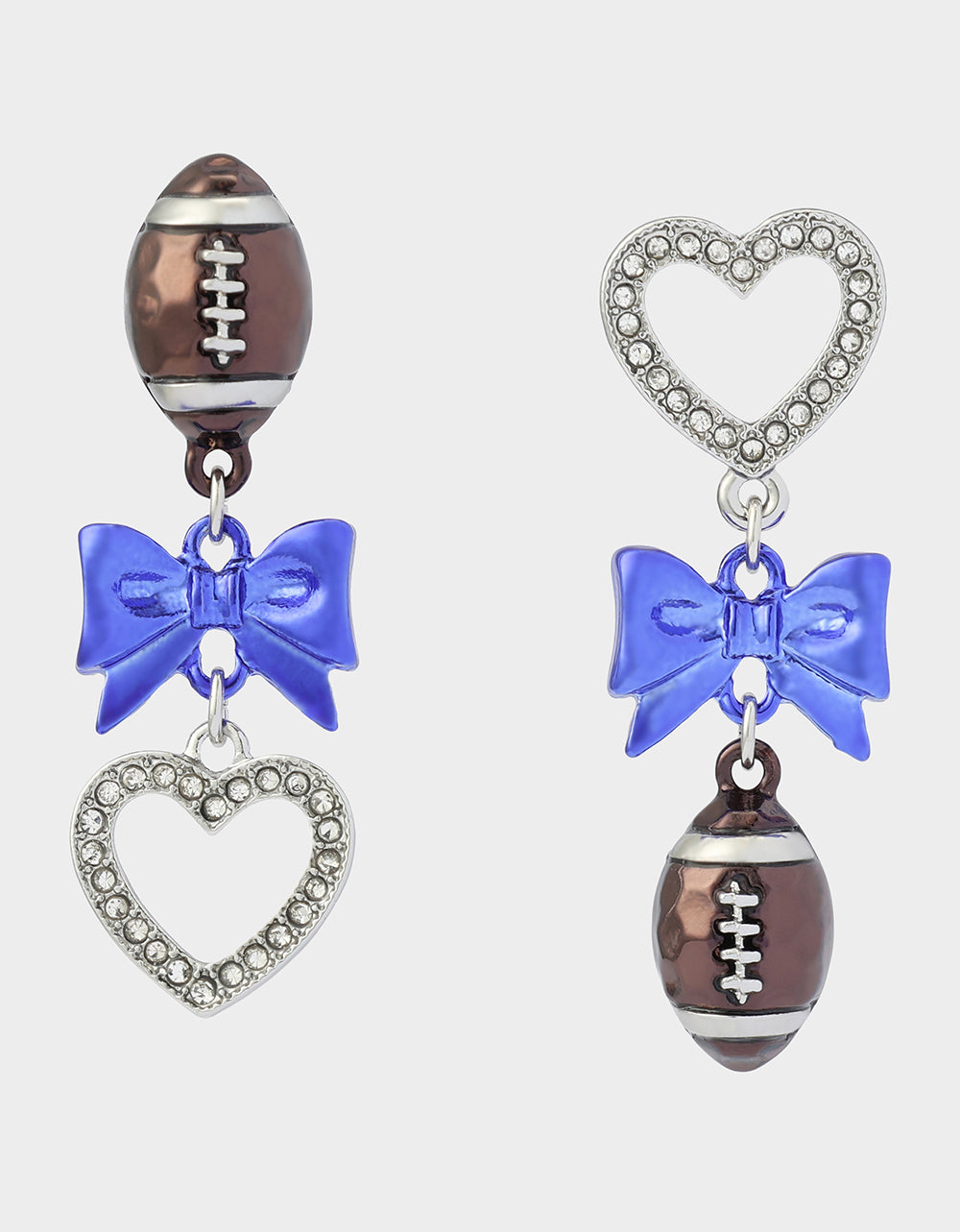 FOOTBALL BOW DROP EARRING BLUE - Image 2