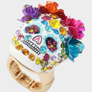 PAVE SKULL STRETCH RING MULTI