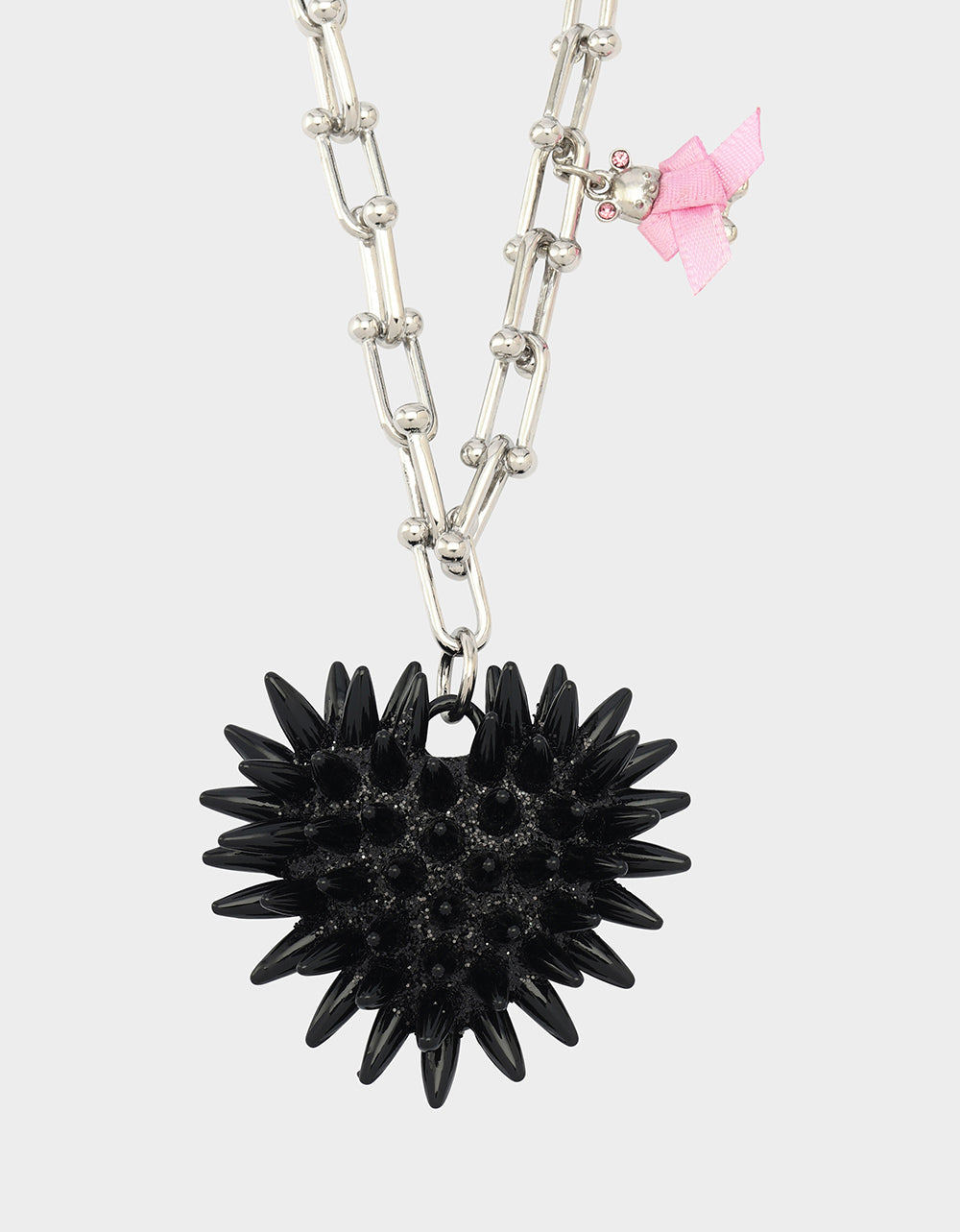 SPIKY HEART PENDANT NECKLACE BLACK - Image 2