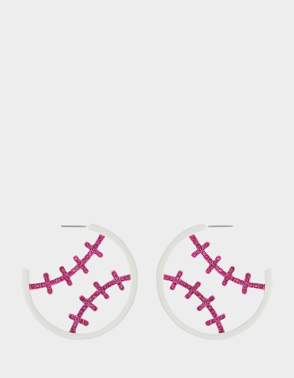 BASEBALL HOOP EARRINGS PINK - Image 2