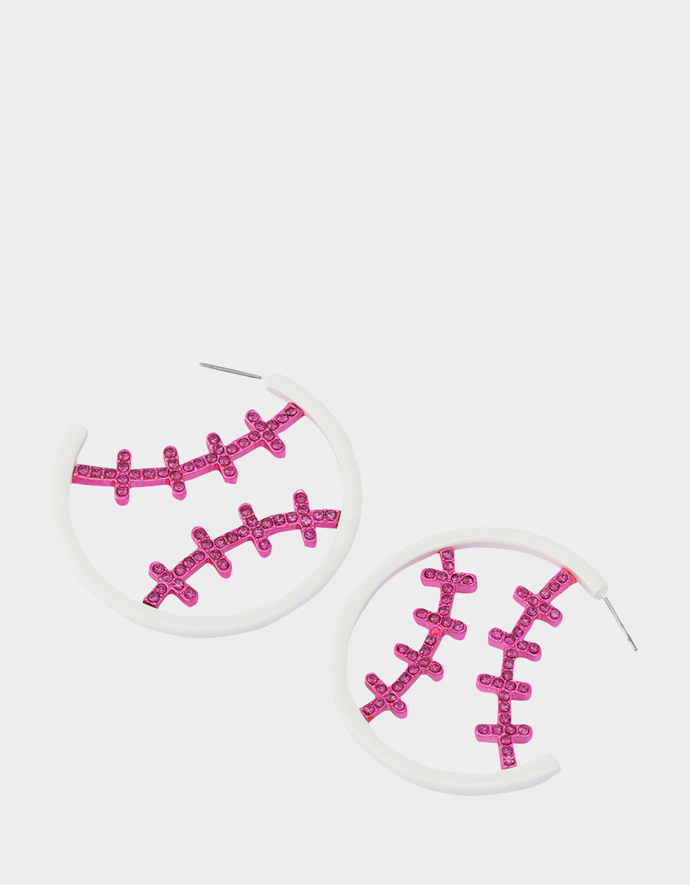 BASEBALL HOOP EARRINGS PINK - Image 3