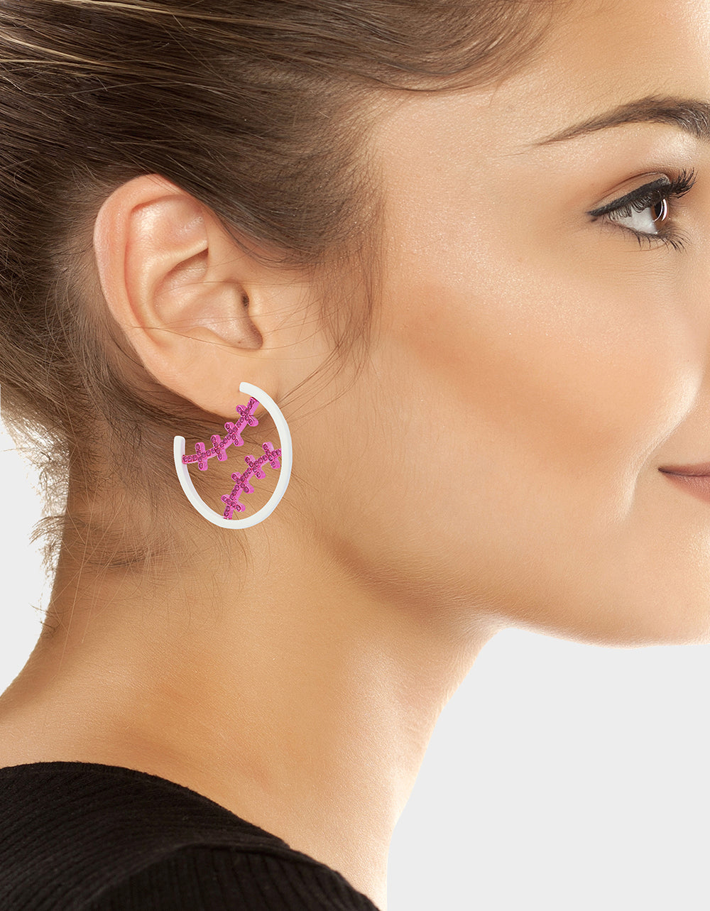 BASEBALL HOOP EARRINGS PINK - Image 4