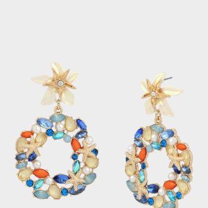 STARFISH DROP KNOCKER EARRINGS BLUE