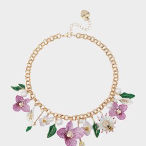 FLOWER BOUQUET FRONTAL NECKLACE PURPLE