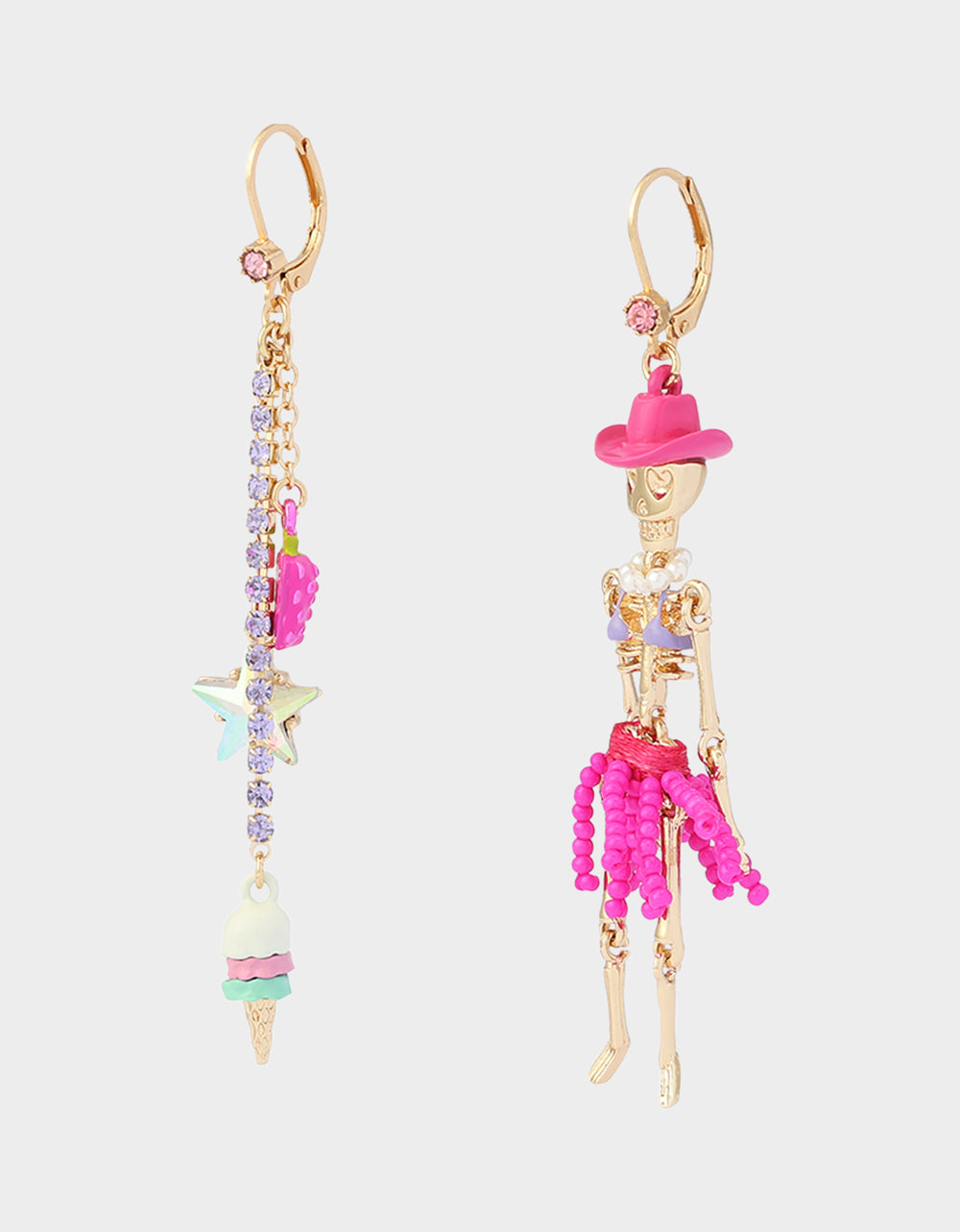 MISMATCH COACHELLA SKELETON EARRINGS PINK - Image 2