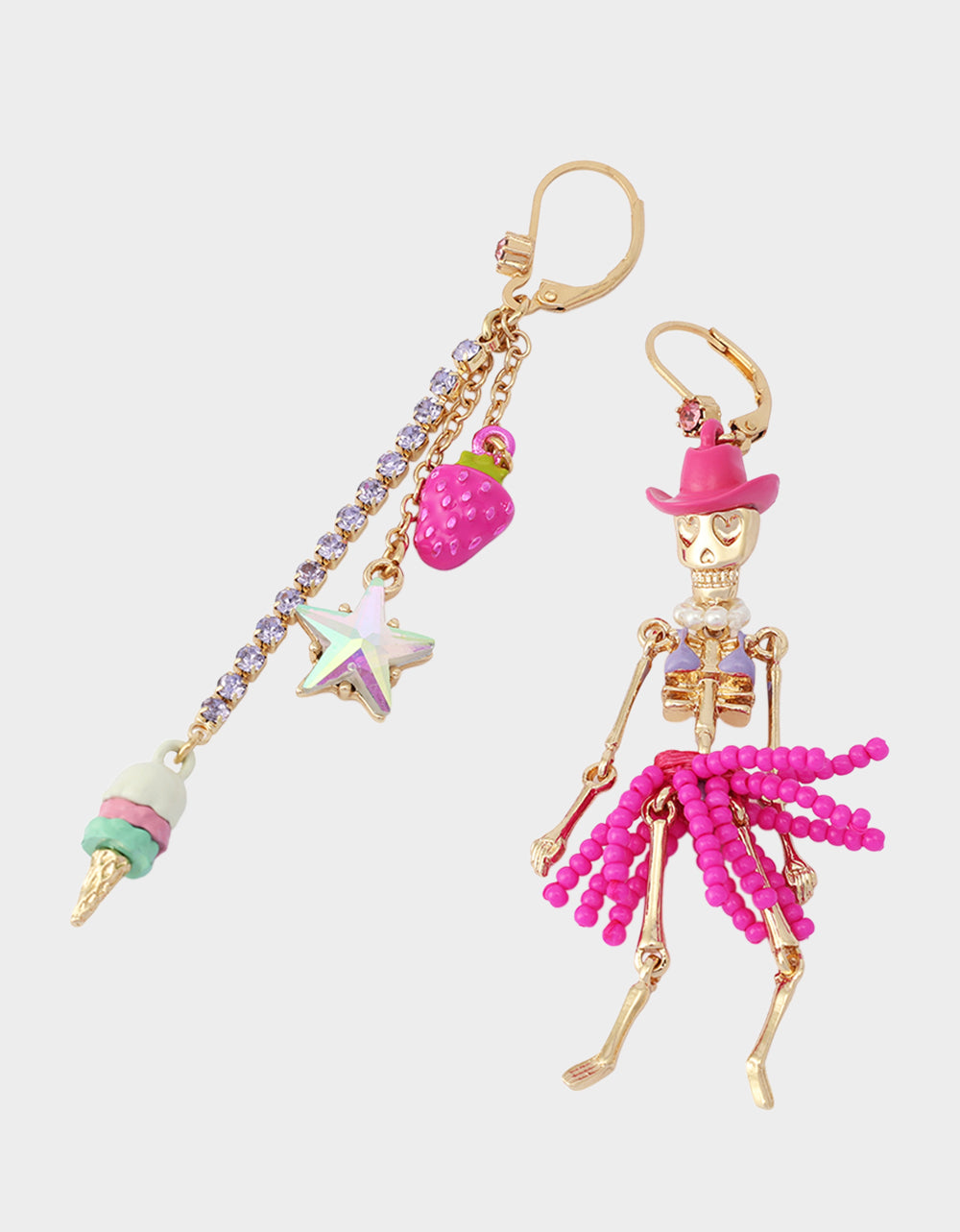 MISMATCH COACHELLA SKELETON EARRINGS PINK - Image 3
