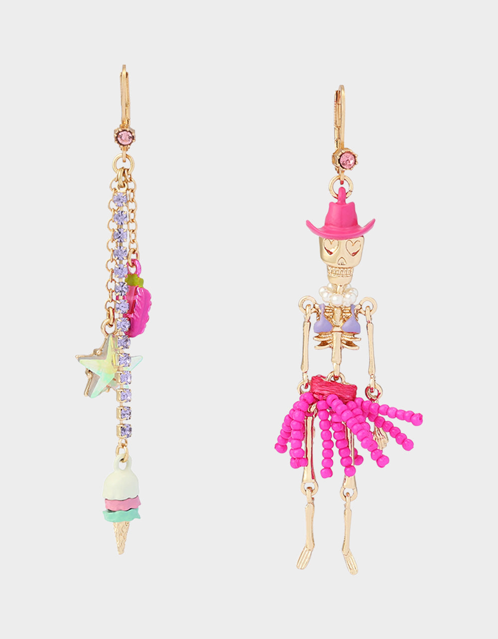 MISMATCH COACHELLA SKELETON EARRINGS PINK