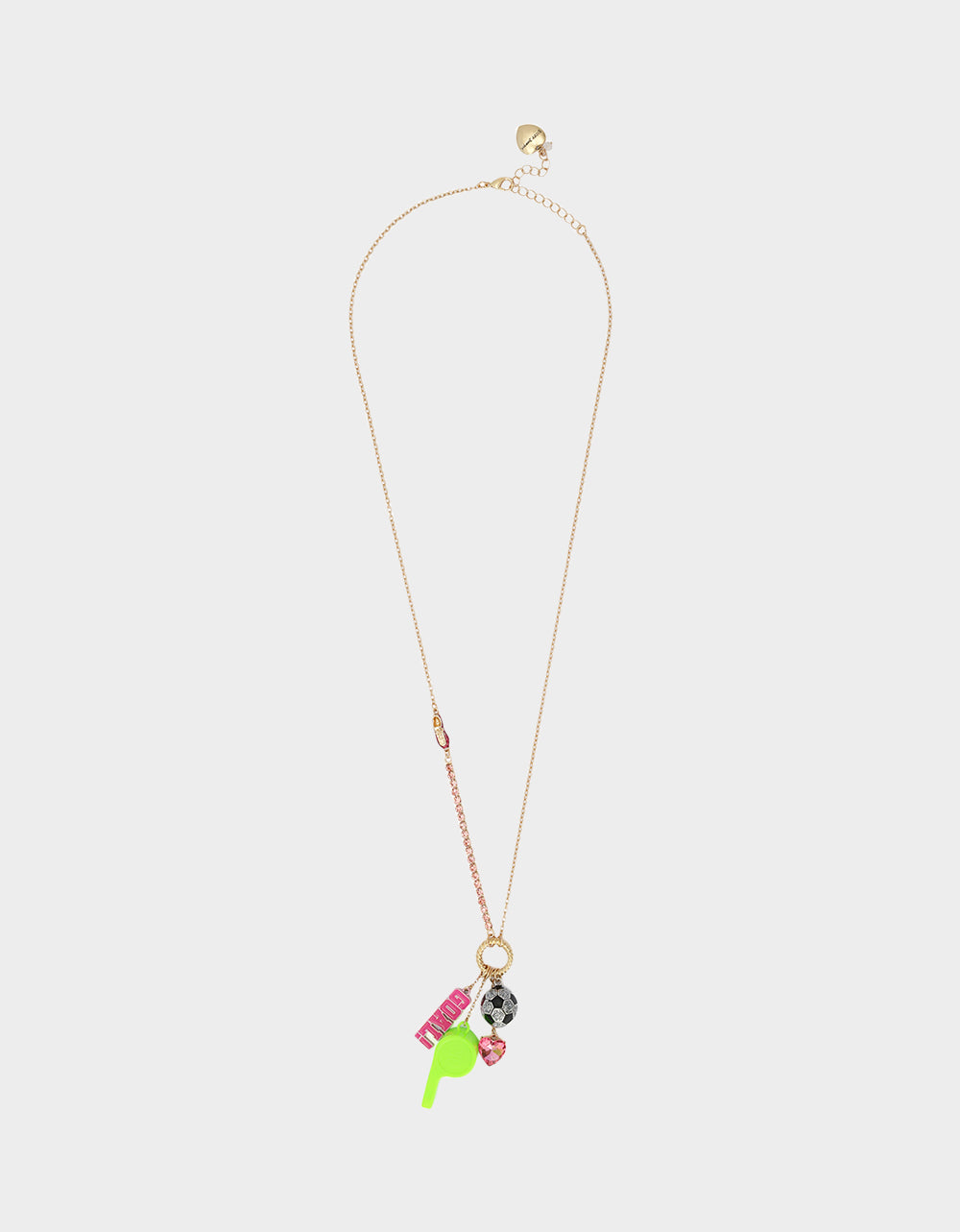 SOCCER CHARM LONG PENDANT NECKLACE PINK