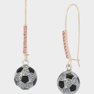 SOCCER BALL SHEPHERD HOOK EARRINGS PINK