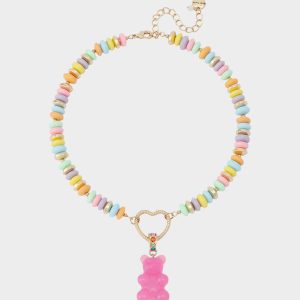 GUMMY BEAR SHORT PENDANT NECKLACE PINK