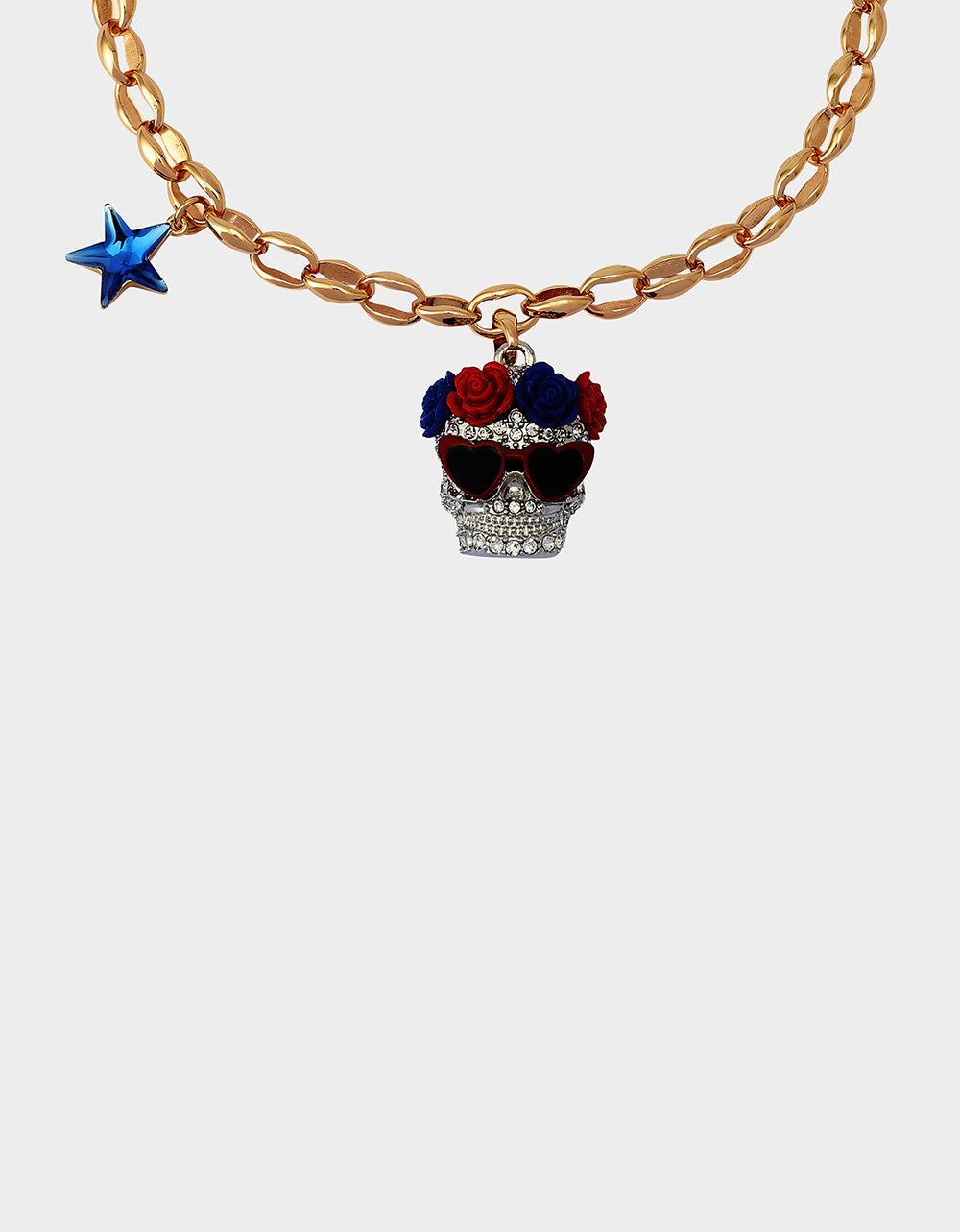 AMERICANA SKULL PENDANT NECKLACE RED - Image 4