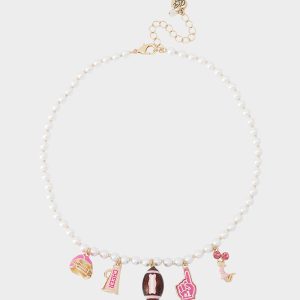 FOOTBALL CHARM FRONTAL NECKLACE PINK