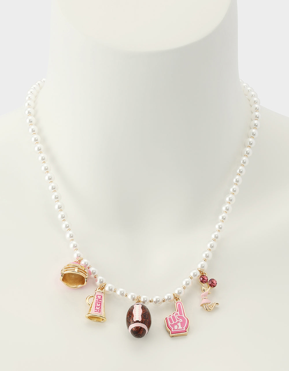 FOOTBALL CHARM FRONTAL NECKLACE PINK - Image 4