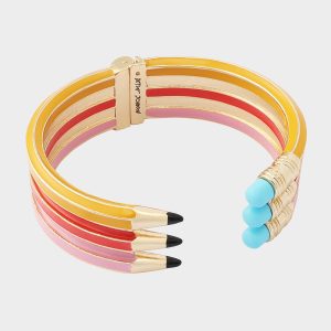 TRIPLE PENCIL HINGE BANGLE BRACELET PINK