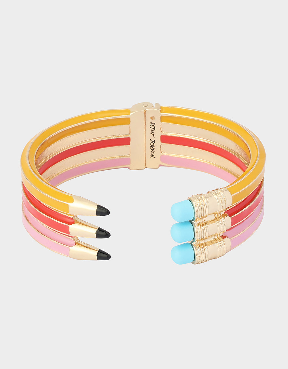 TRIPLE PENCIL HINGE BANGLE BRACELET PINK - Image 4