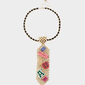SCHOOL TIE LONG PENDANT NECKLACE MULTI