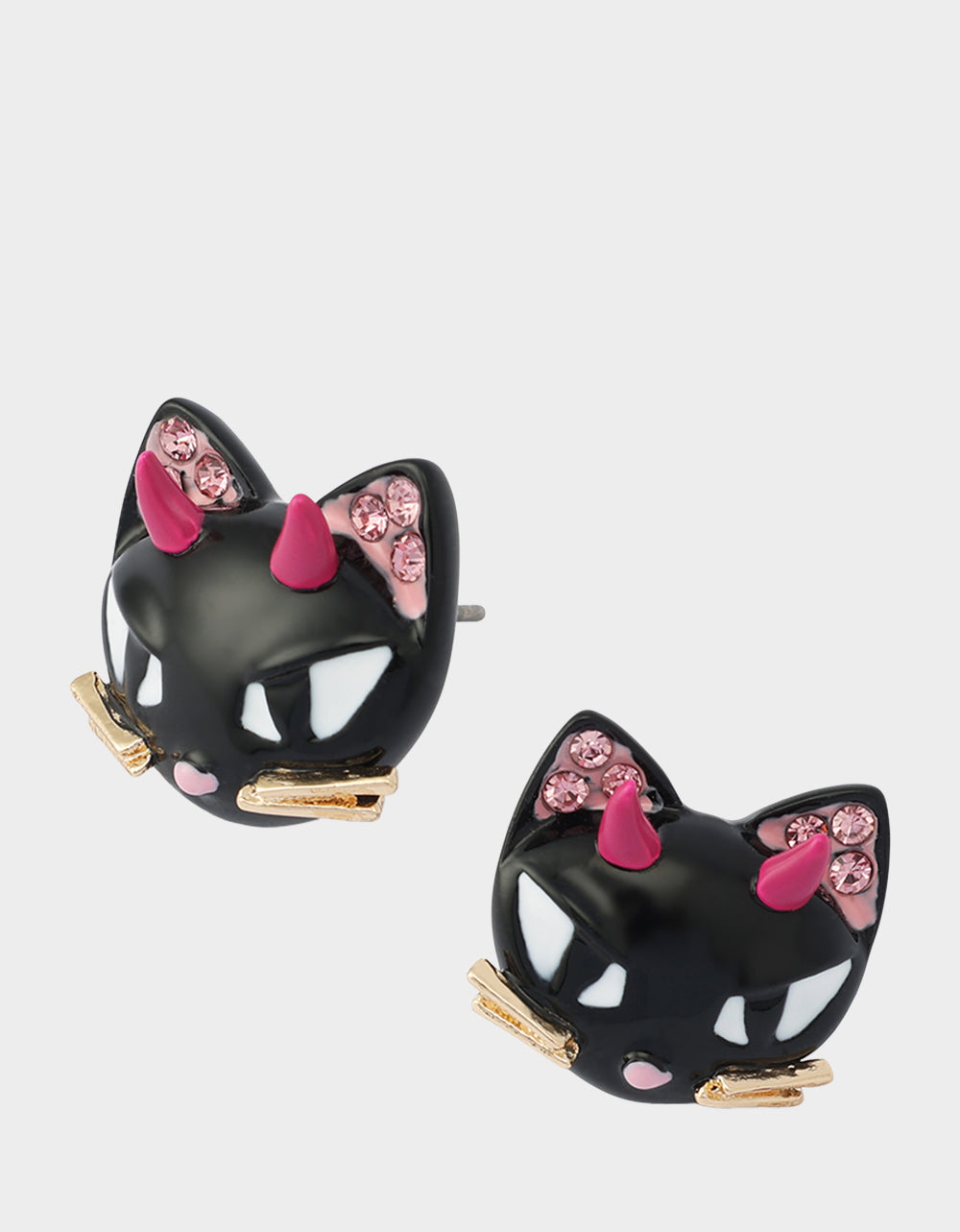 DEVIL CAT STUD EARRING BLACK - Image 2