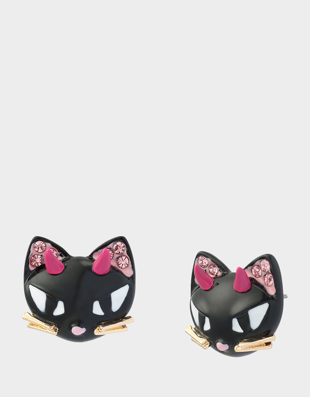 DEVIL CAT STUD EARRING BLACK