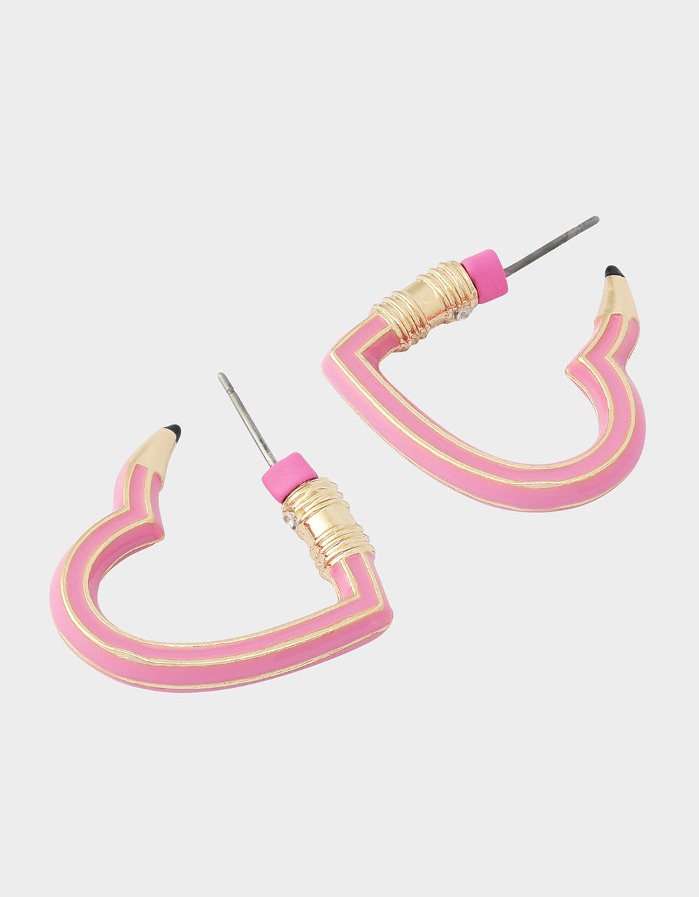 HEART PENCIL HUGGIE EARRING PINK - Image 3