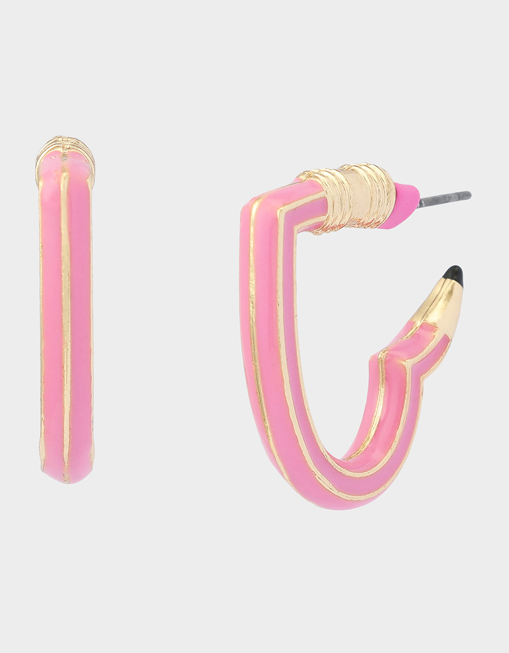 HEART PENCIL HUGGIE EARRING PINK - Image 2