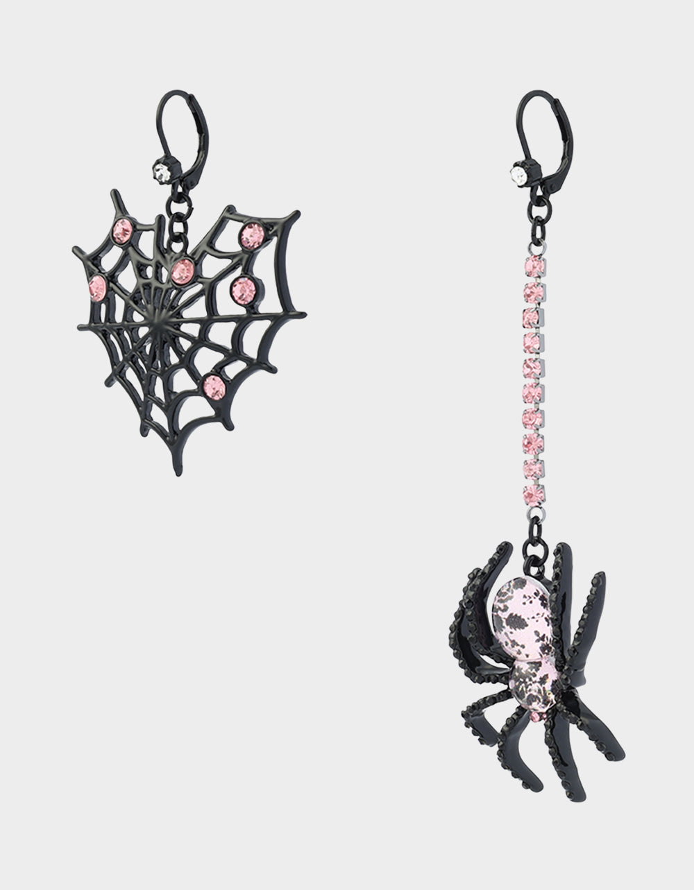 MISMATCH SPIDER WEB LEVERBACK EARRING BLACK - Image 2