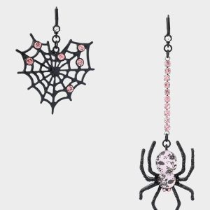 MISMATCH SPIDER WEB LEVERBACK EARRING BLACK