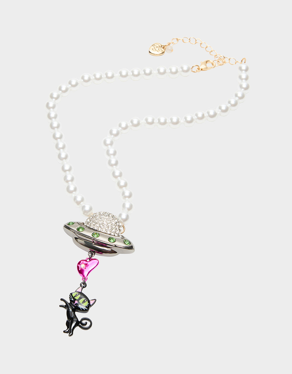 BEAM ME UP STARSHIP & CAT CHARM PENDANT NECKLACE MULTI - Image 2