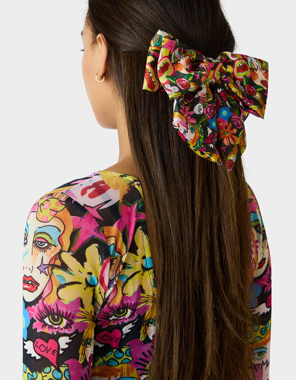 OVERSIZED BOW CLIP BLACK MULTI - Image 3