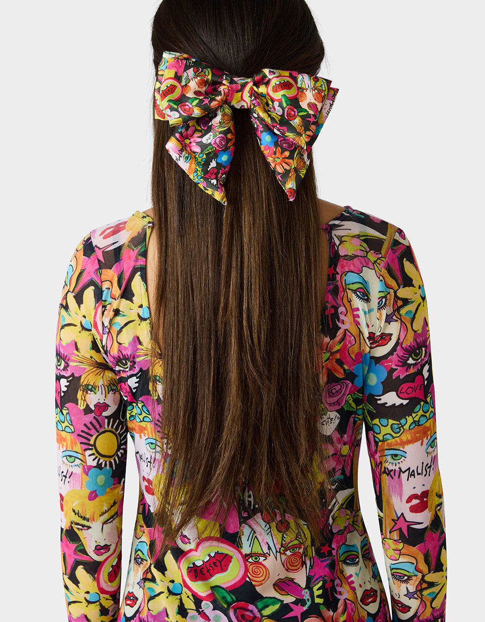 OVERSIZED BOW CLIP BLACK MULTI - Image 2