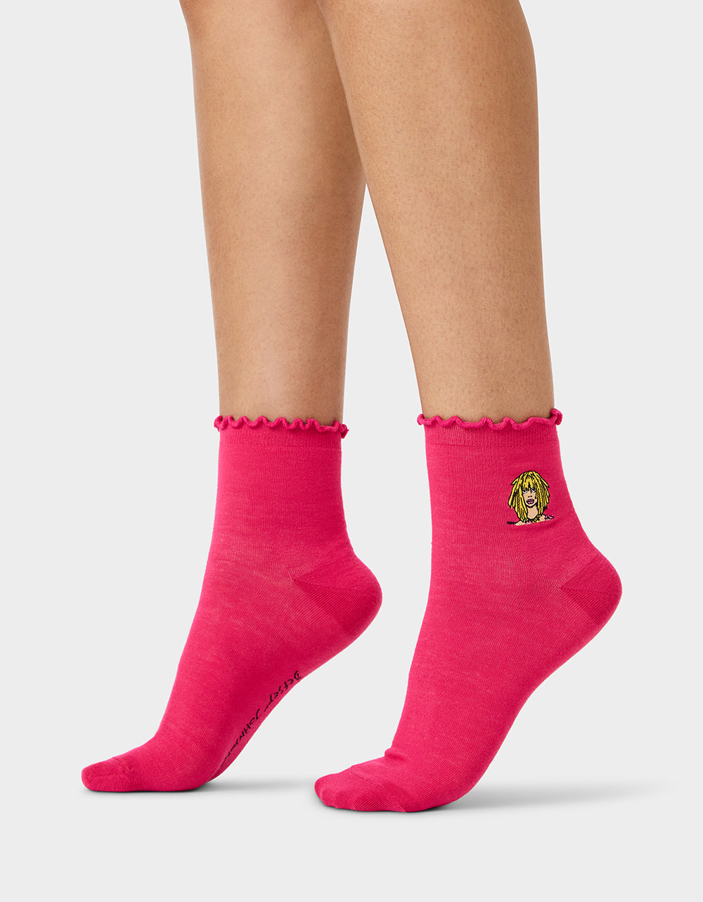 2-PACK EMBROIDERED CREW SOCK PINK MULTI - Image 3