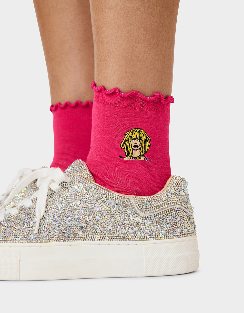 2-PACK EMBROIDERED CREW SOCK PINK MULTI - Image 4