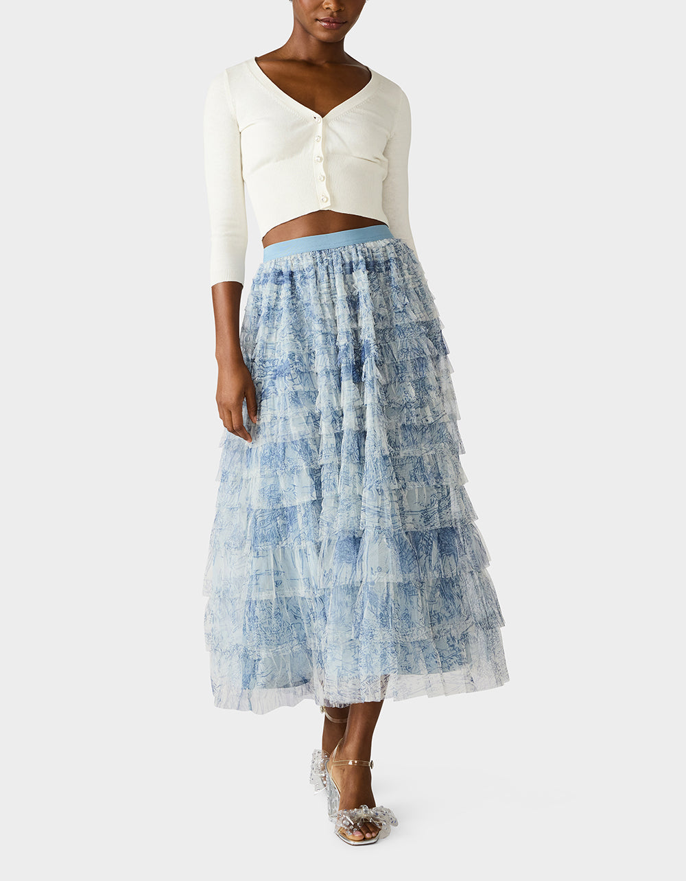 RUFFLED MAXI SKIRT DUSTY BLUE - Image 7