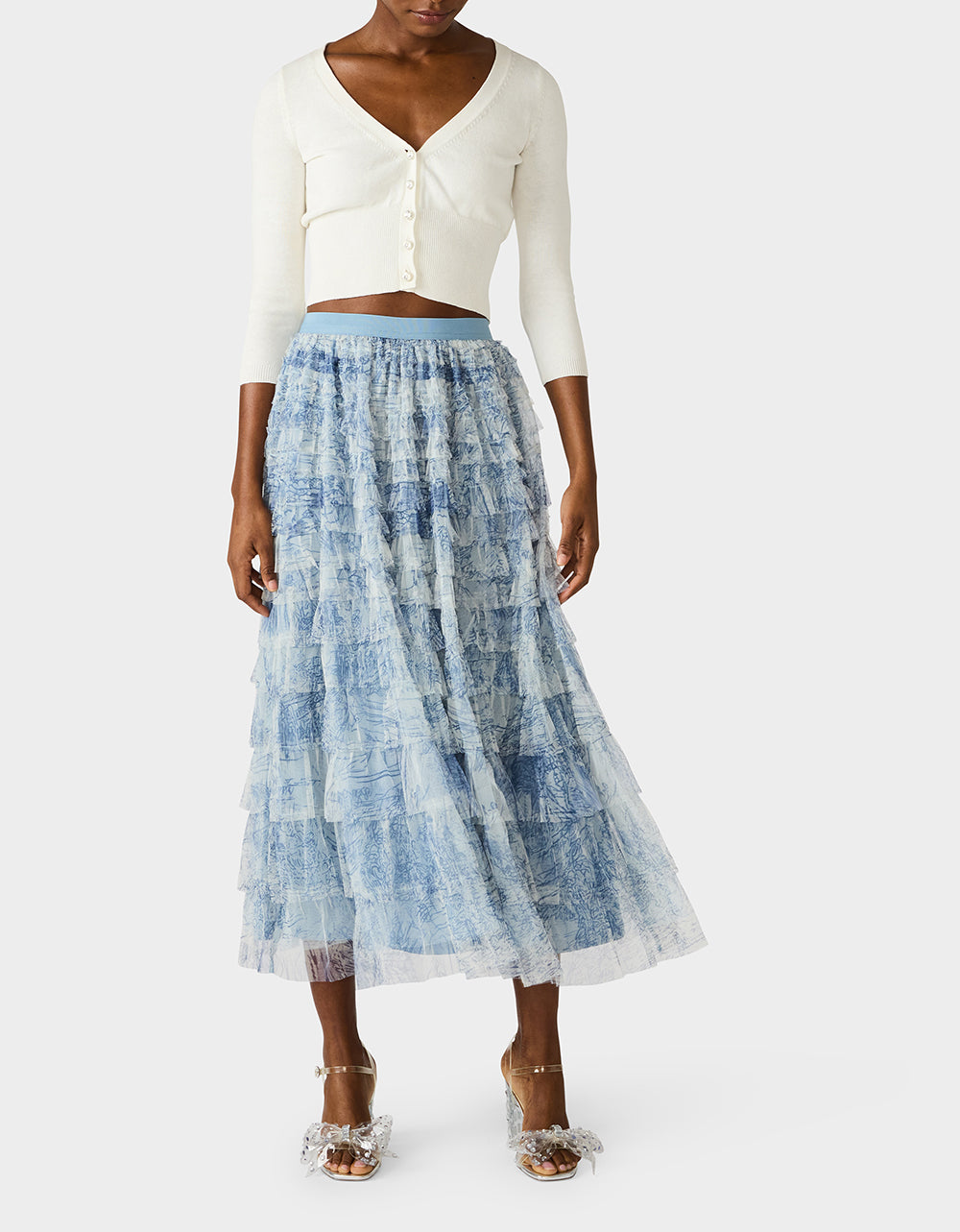 RUFFLED MAXI SKIRT DUSTY BLUE - Image 9