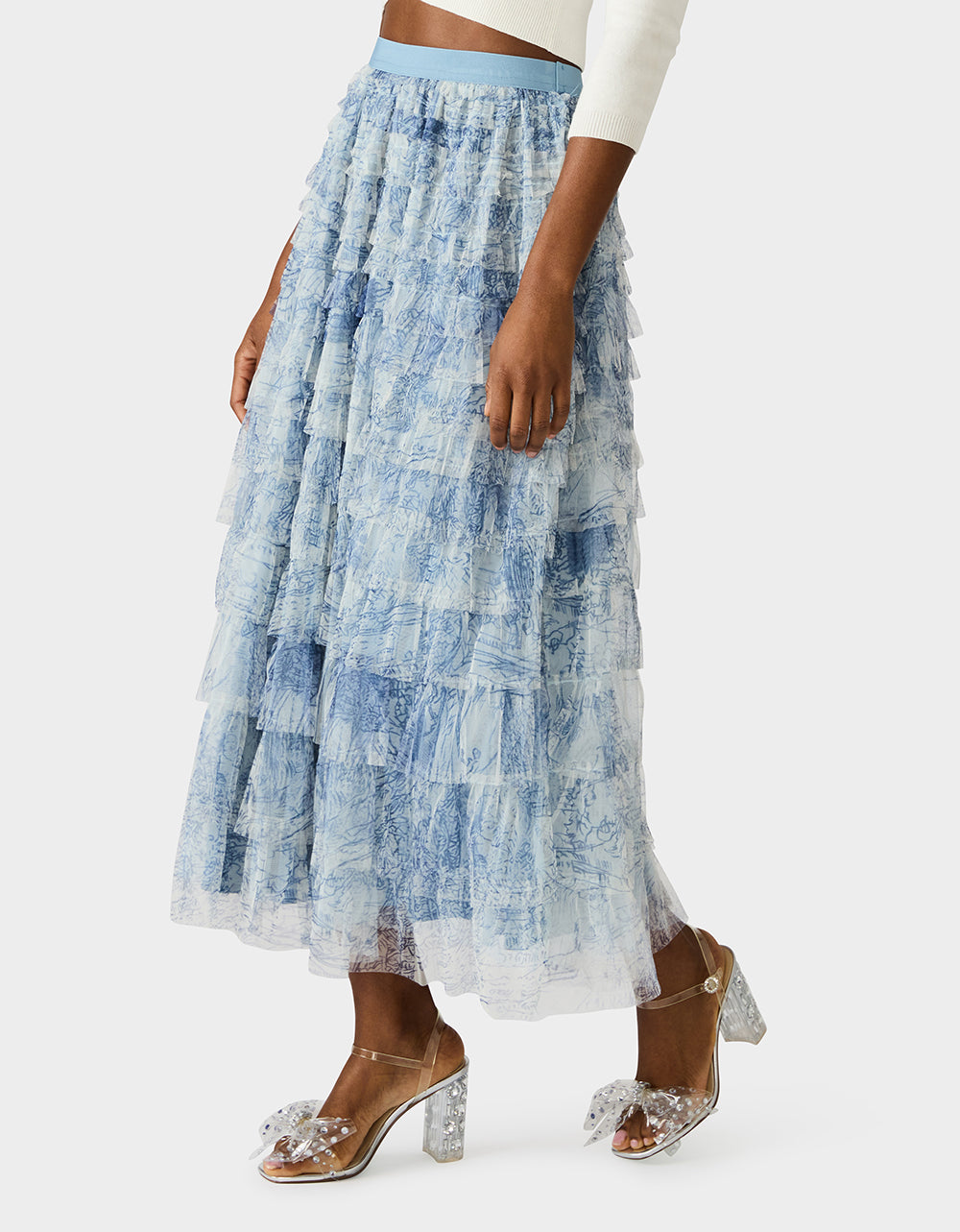 RUFFLED MAXI SKIRT DUSTY BLUE - Image 6