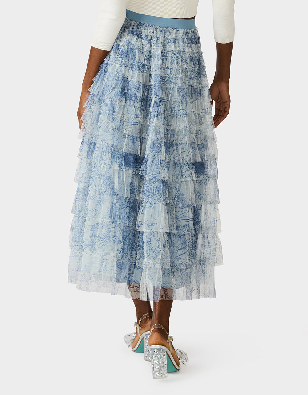 RUFFLED MAXI SKIRT DUSTY BLUE - Image 4