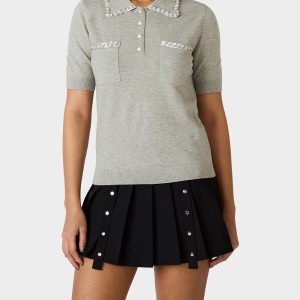 POLISHED IN PEARLS POLO HEATHER GREY