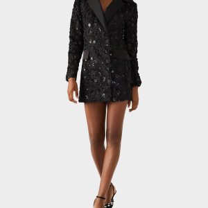 ROSETTE BLAZER DRESS BLACK