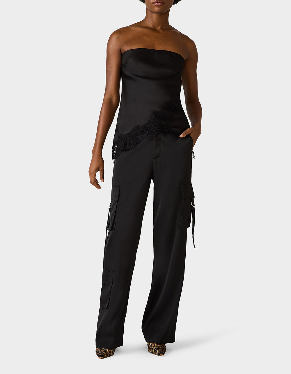 SILK UTILITY PANTS BLACK - Image 4