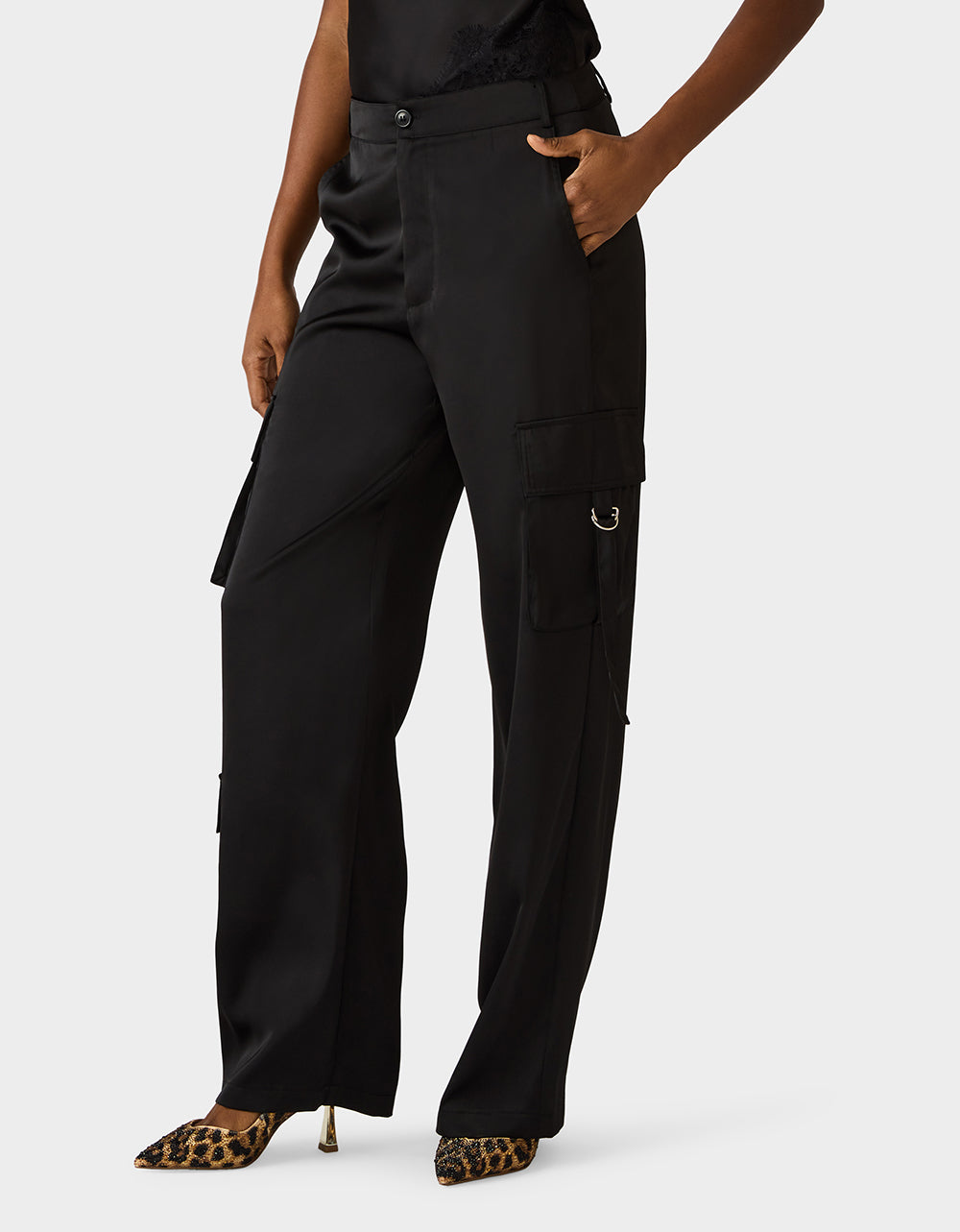 SILK UTILITY PANTS BLACK - Image 6
