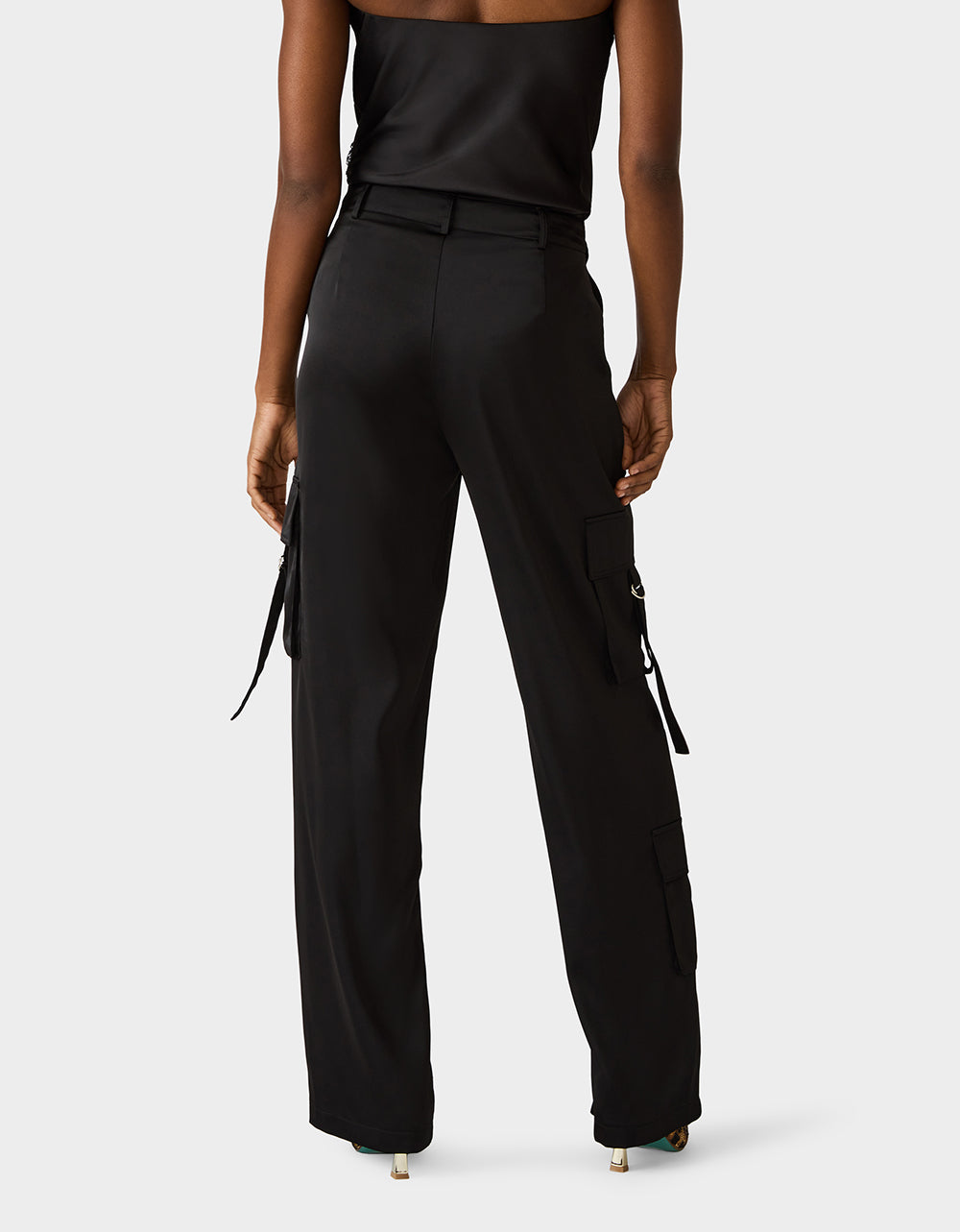 SILK UTILITY PANTS BLACK - Image 8