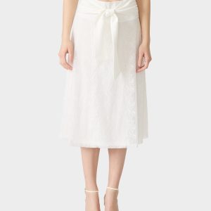 TIE ME LACE MIDI SKIRT WHITE