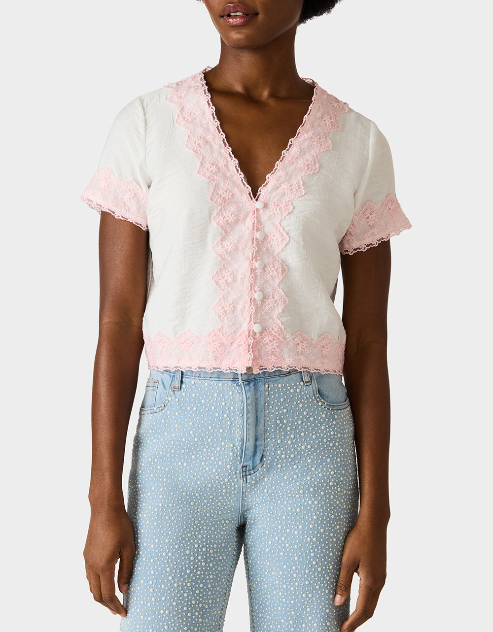 EMBROIDERED ESSENCE TOP WHITE - Image 5