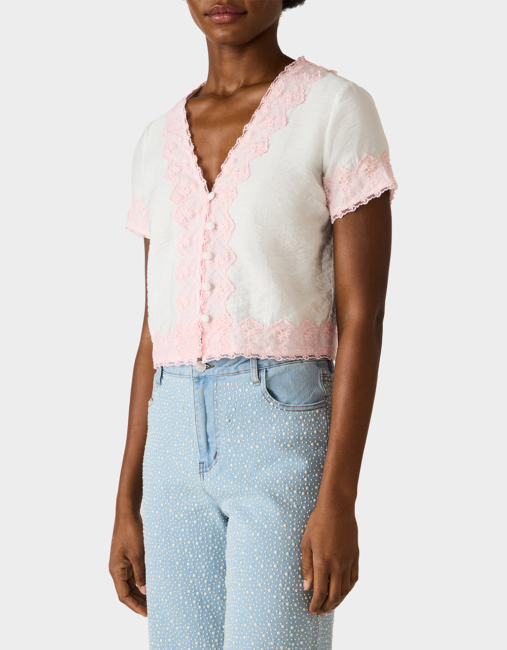 EMBROIDERED ESSENCE TOP WHITE - Image 6