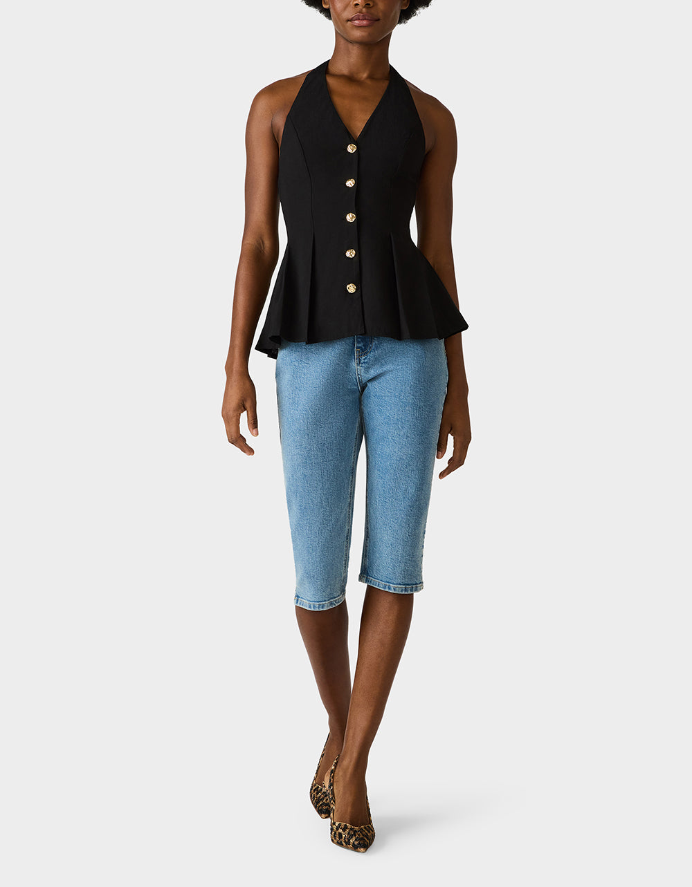 BUTTERCUP BUTTON TOP BLACK