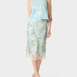 FLORAL SLIP SKIRT LIGHT BLUE