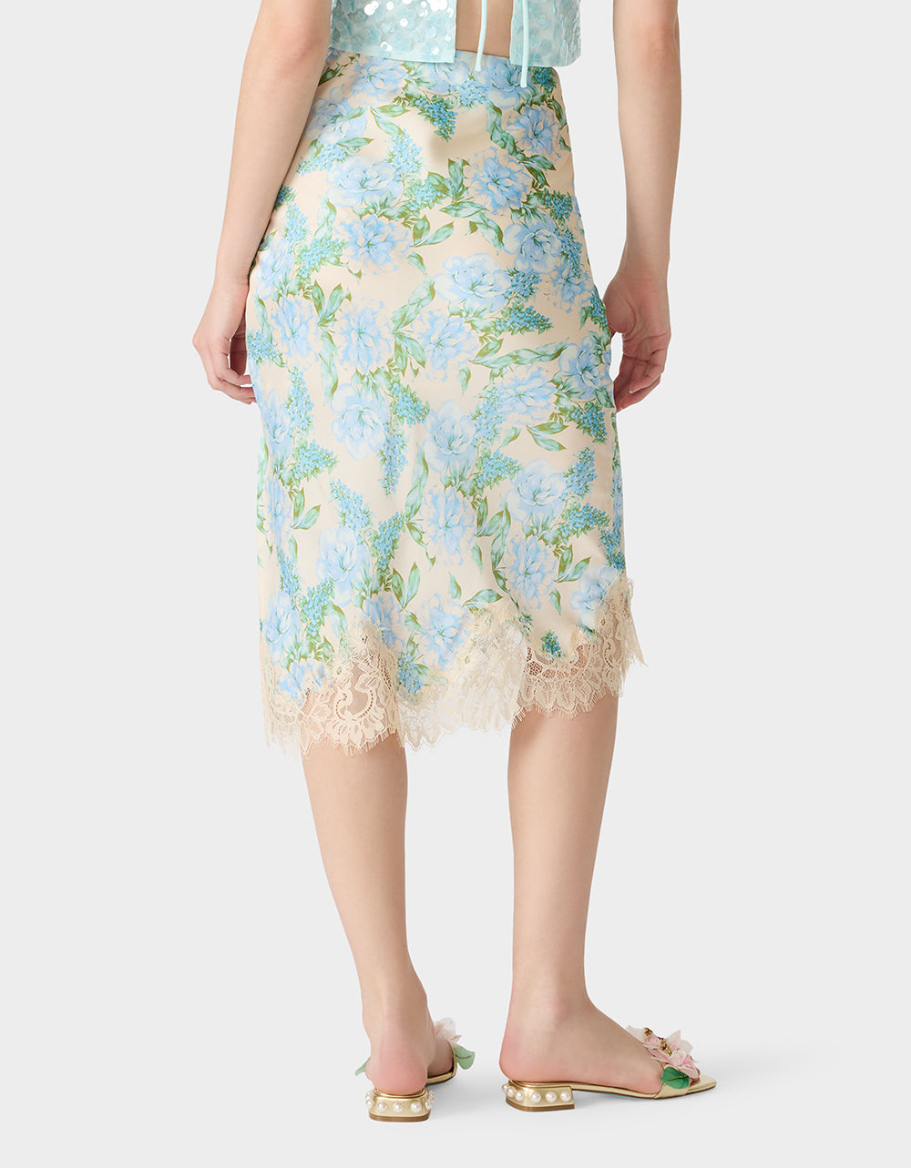 FLORAL SLIP SKIRT LIGHT BLUE - Image 6