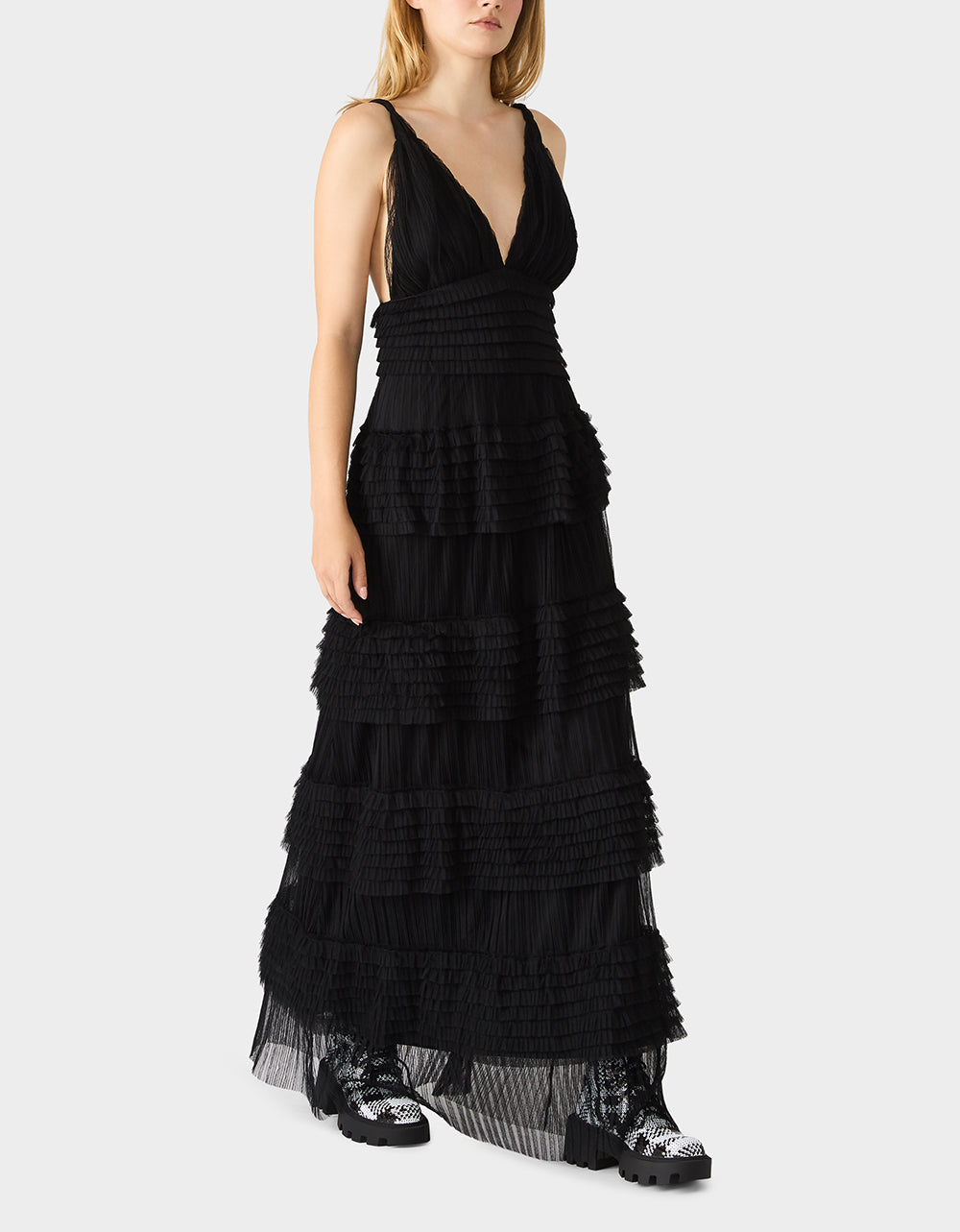 TIERED TULLE GOWN BLACK - Image 4