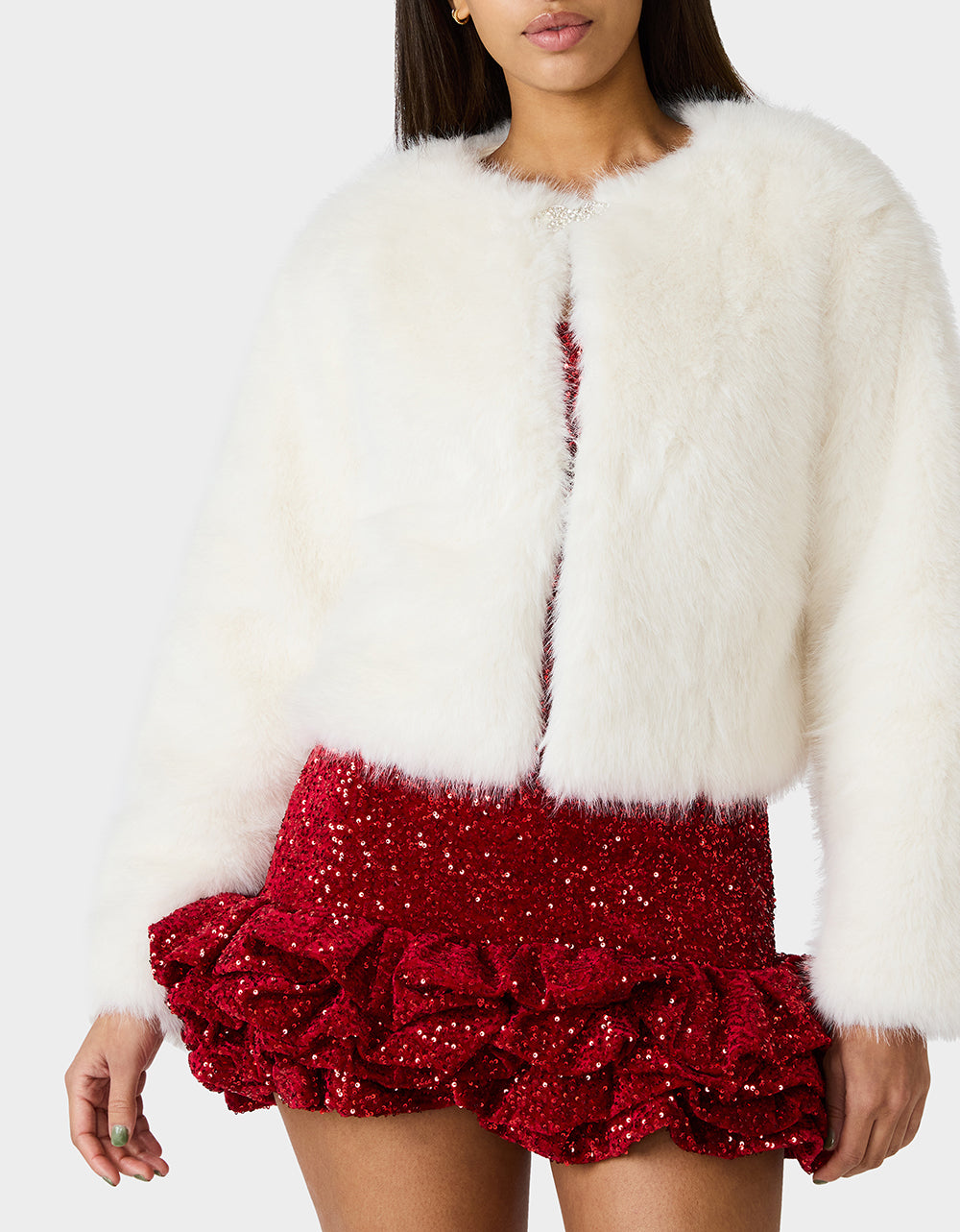 CHAMPAGNE LUXE FAUX FUR JACKET CREAM - Image 3